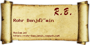 Rohr Benjámin névjegykártya