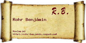 Rohr Benjámin névjegykártya